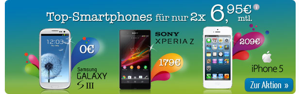 Top smartphones for just 2 x 6.95 euros per month