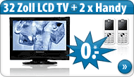 LG-Electronics 32LC52 32 Zoll HD LCD TV, Handy, Motorola Motofone F3 und debitel T-Mobile direct power + duo