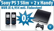 Sony Playstation 3 40GB, Motorola Motofone F3 und debitel-Vertrag